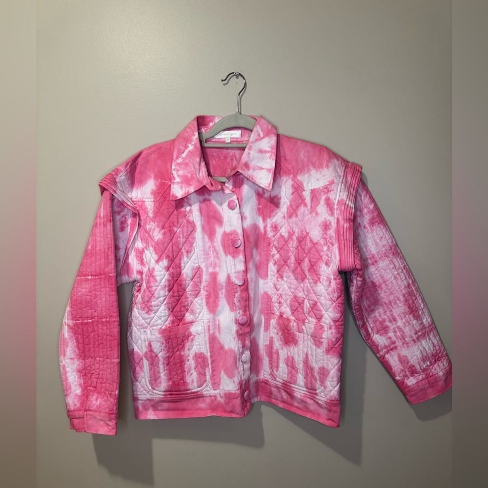 LoveShackFancy Adelaide Quilted Jacked | Medium | Hibiscus - Picture 3 of 8